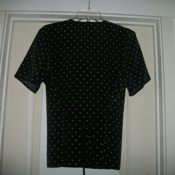 RETRO DARLING IN DOTS BLACK WH BLOUSE LG - Picture 4 of 5